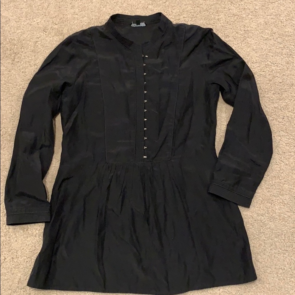 Theory black silk blouse